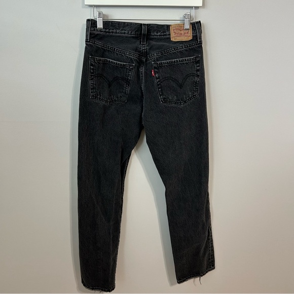 Levi's 501 High Rise Black Ripped Distressed Straight Jean Women’s Size 28” - Picture 2 of 7